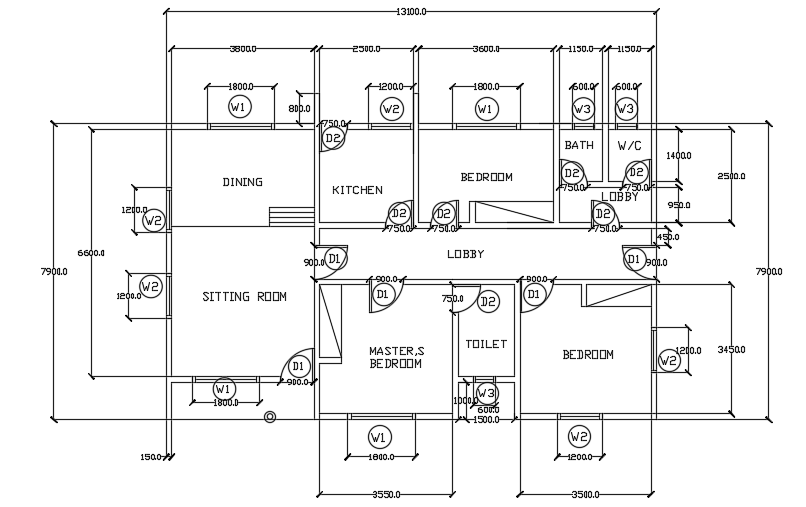 X M House Plan With Dimension Cad Drawing Cadbull