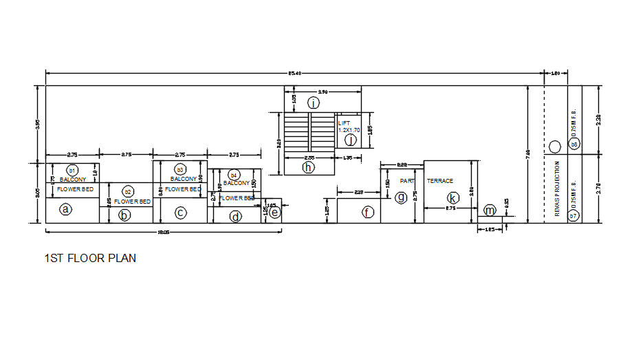 1st Floor Plan Of Commercial Building In Detail AutoCAD Drawing Dwg