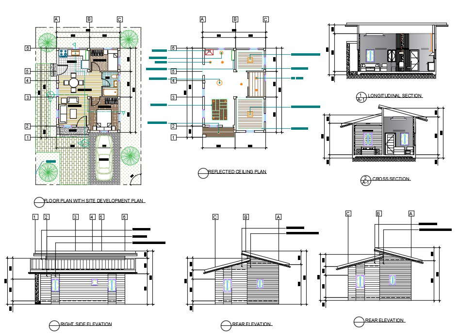 Bedrooms Bungalow M X M Plot Size Cad Drawing Cadbull