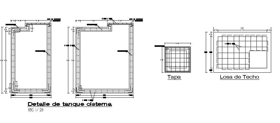 200x230cm Cistern Plan And Section Drawing Cadbull