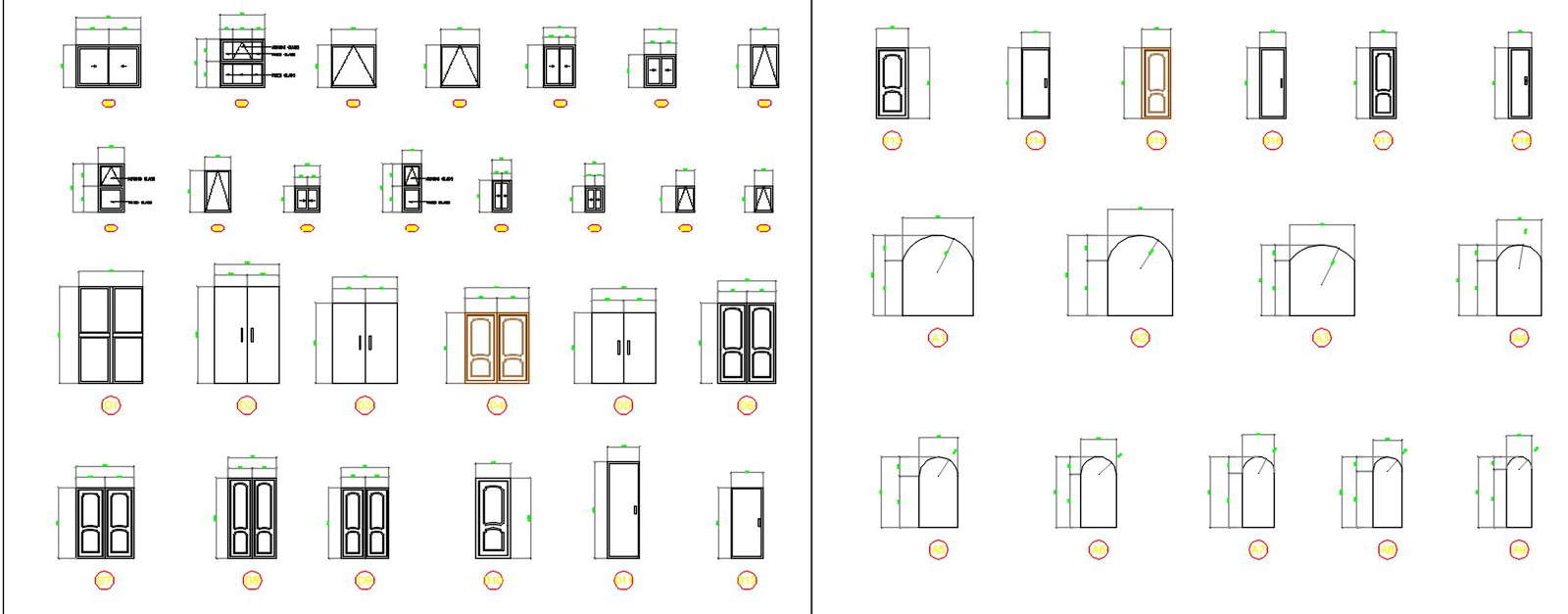 2D Blocks Of Doors And Windows In AutoCAD Drawing CAD File Dwg File