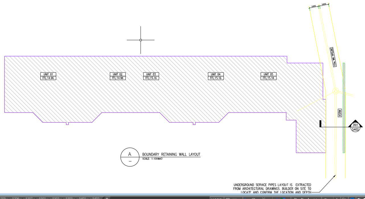 D Design Of Boundary Retaining Wall Layout Plan Is Given In Autocad