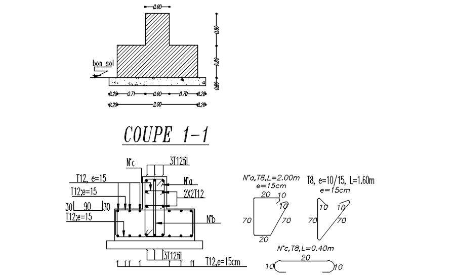 D Design Of Cross Section Of Footing With Reinforcement Details In