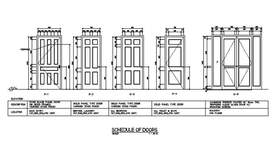 D Drawing Of Schedule Of Doors In Autocad Dwg File Cad File Cadbull