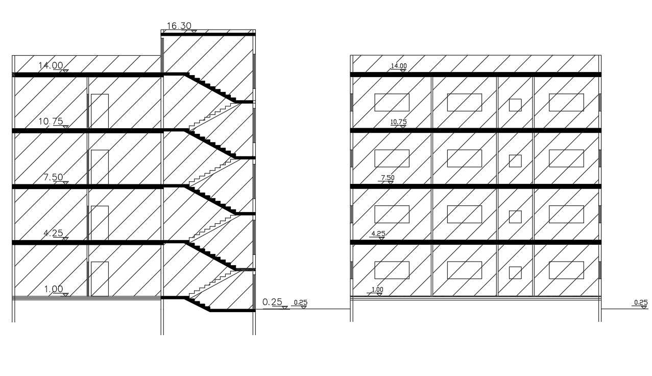 D Apartment Building Section Drawing Dwg File Cadbull