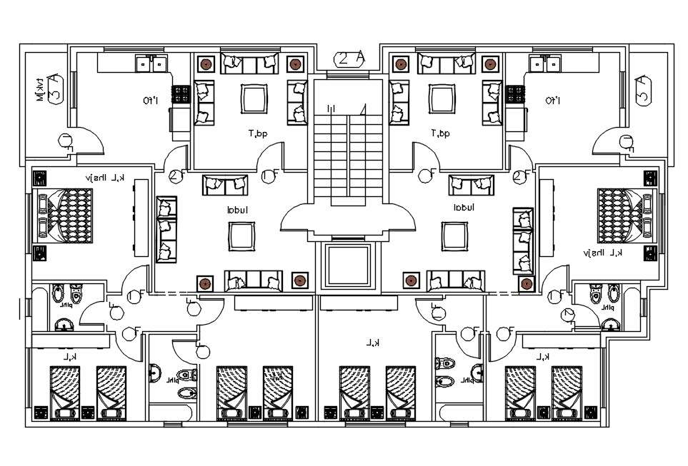 Bhk Spacious Apartment Floor Plan Dwg File Cadbull