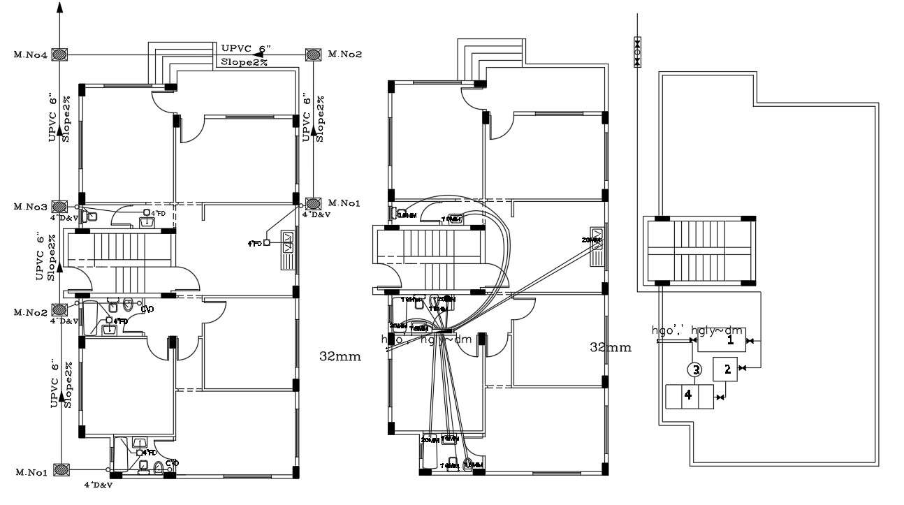 Bhk House Electrical And Plumbing Layout Plan Cadbull