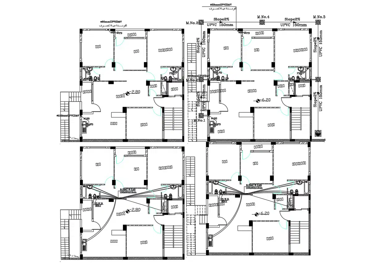 Typical Floor Plan Layout Drawing Details Of Apartment Building Dwg