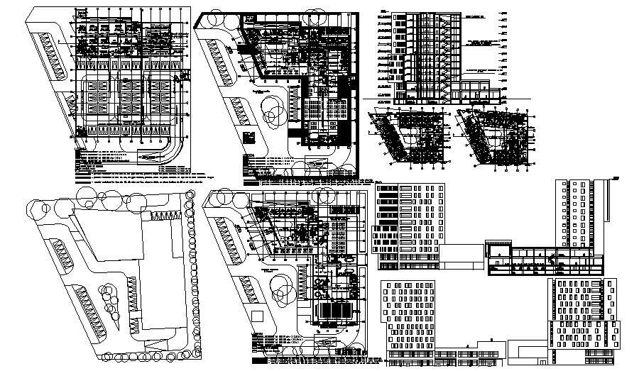 Architectural Plan Of Star Hotel Building With Detail Dimension In