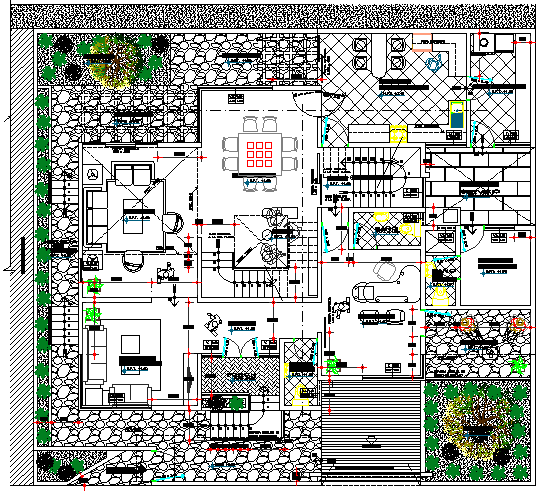 Architecture Layout Of Bungalow Design And Structure Details Dwg File