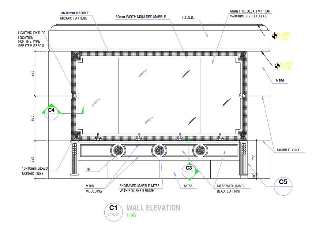 AutoCAD D Drawing Of Wall Elevation In Detail CAD File Dwg File Cadbull