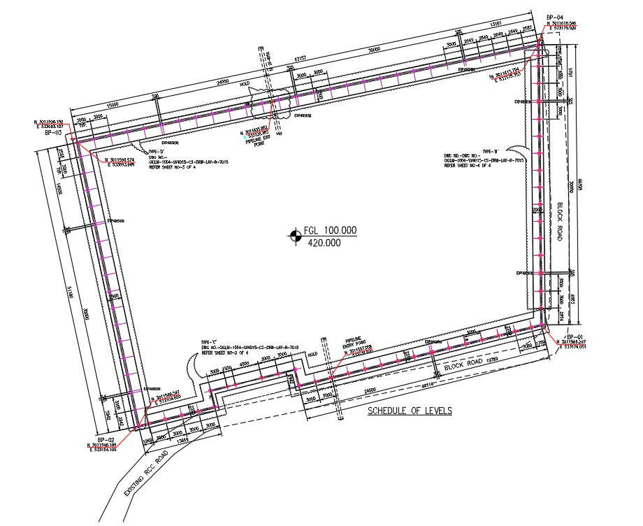 Auto Cad Dwg Drawing File Shows The Boundary Layout And Details Of