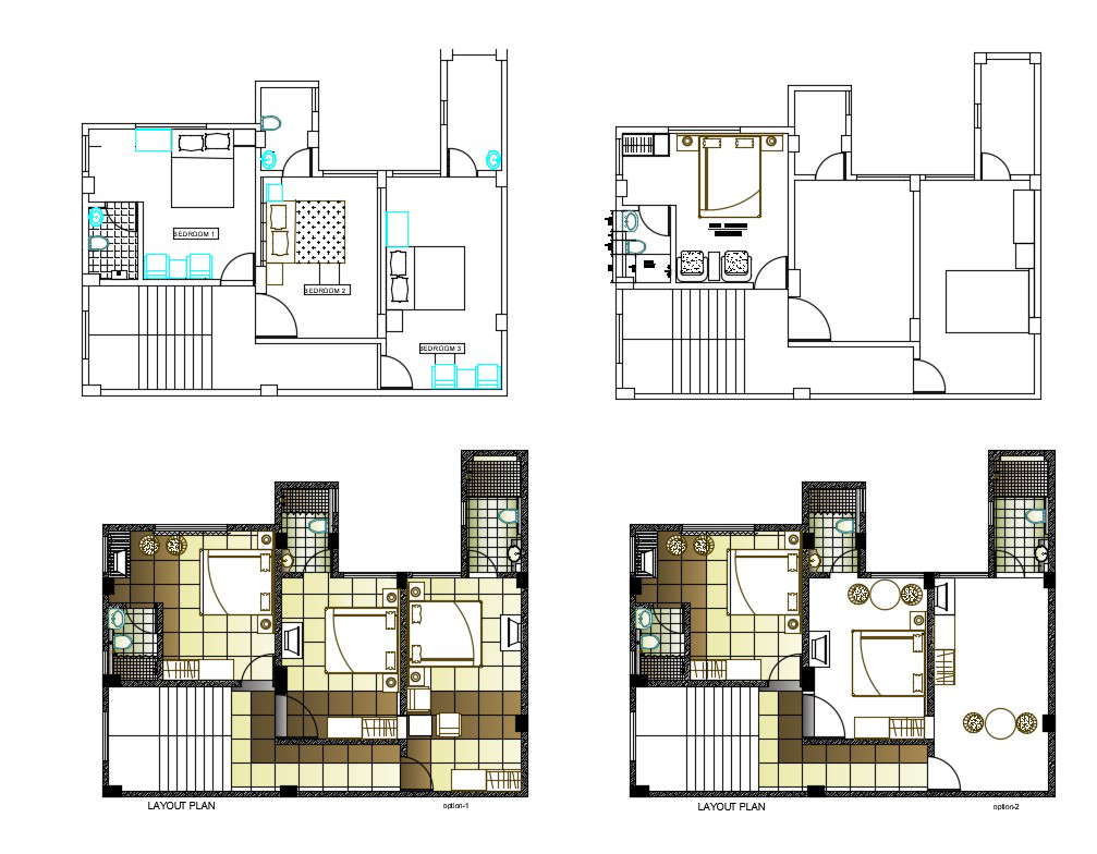 First Floor Plan Of Bungalow With Furniture Layout Dwg Cadbull