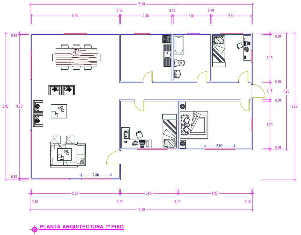 Bungalow Floor Dwg Plans Cadbull