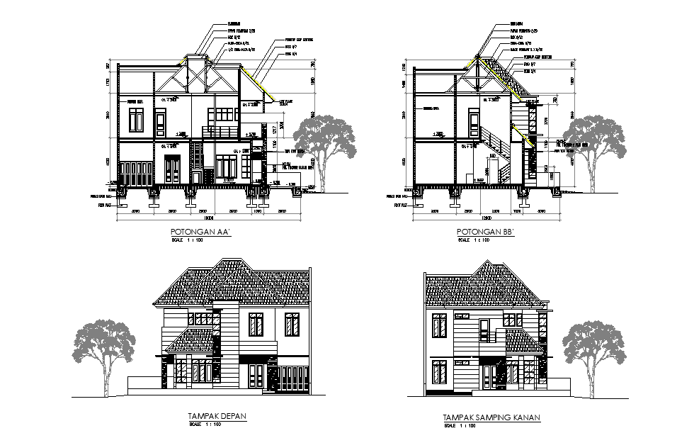 Bungalow Cross Section Drawing Dwg File Cadbull Images