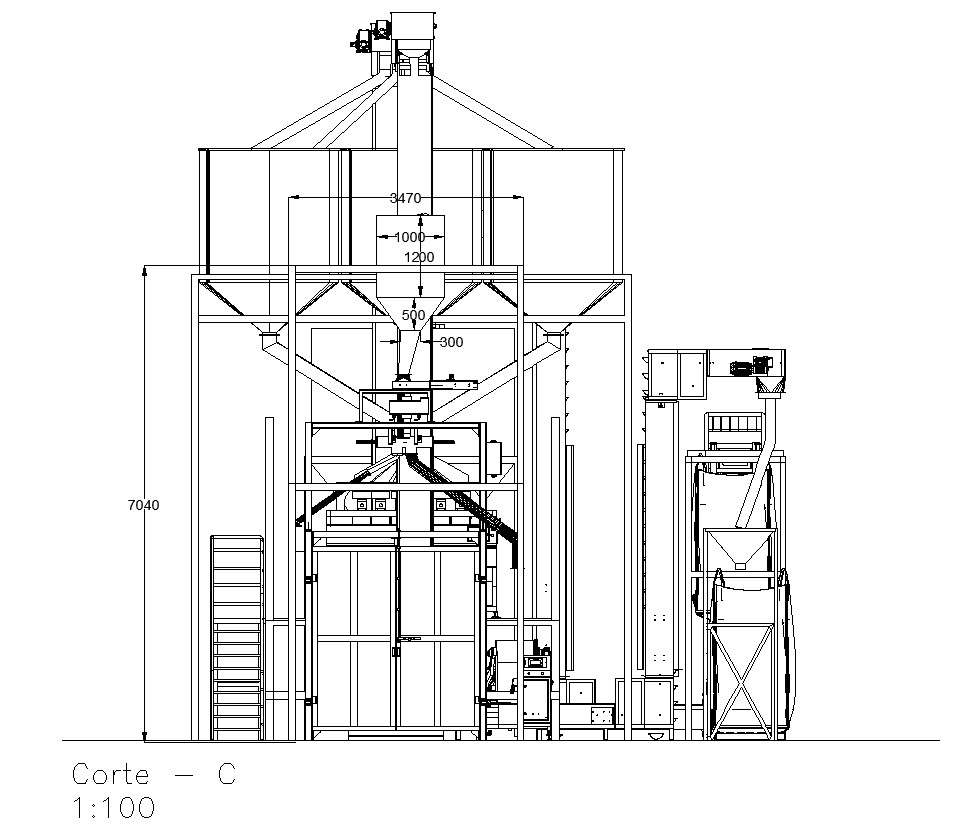 Cross Section C Of The Grain Production Machine Design In Detail