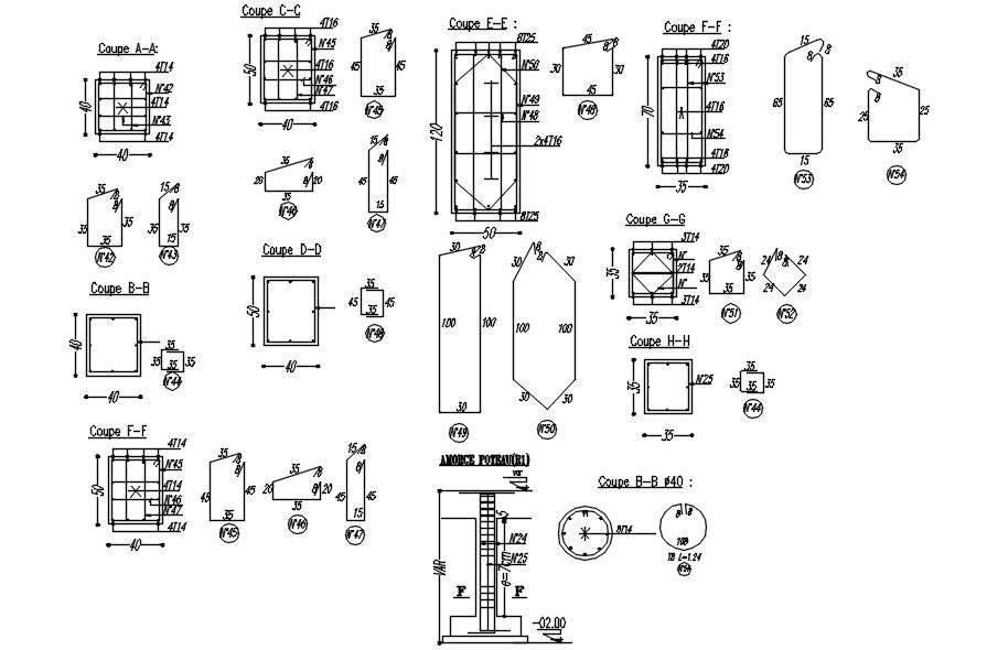 Cross Section Of Beam Column Wall And Footing Design With