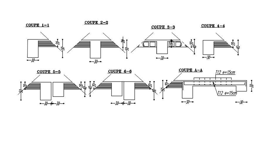 Cross Section Of Slab With Reinforcement Details Design In Autocad