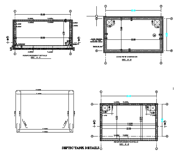 Details Of Septic Tank Structural Elevation Cad Drawing Dwg Files Cadbull