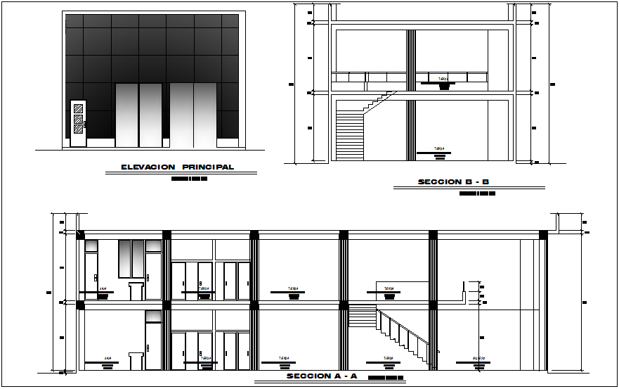 Commercial Building Elevation Section In Autocad Drawings Cadbull