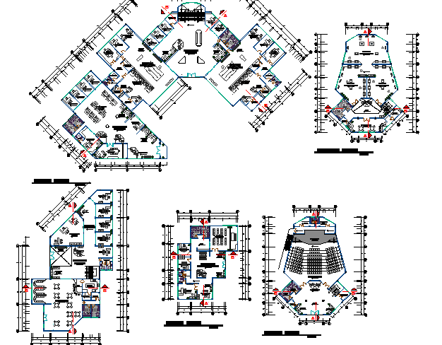 Floor Plan And Layout Plan Details Of Finance Center Building Dwg File