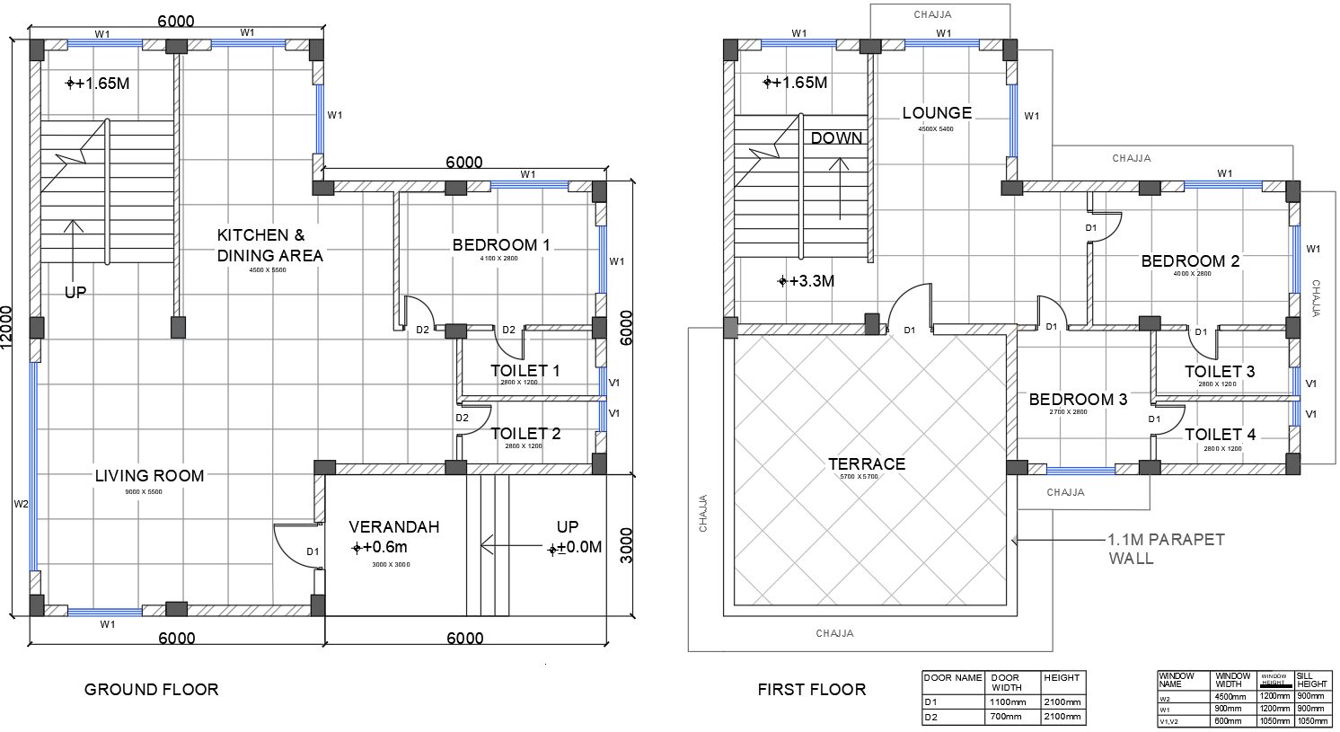 Floor Plan Of Bhk Residential House With Detailed Dimensions In Dwg