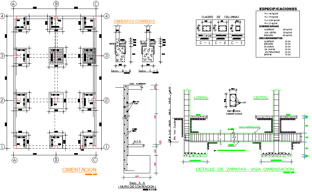 Foundation Plan And Section Detail Layout File Cadbull