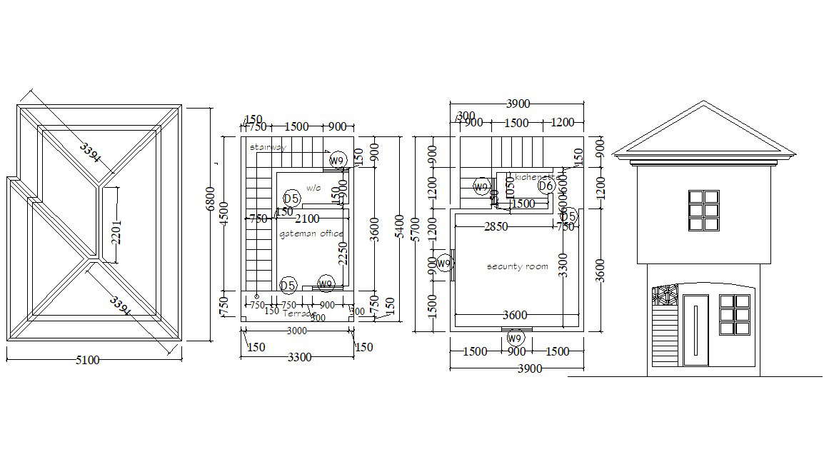 Guard House Design AutoCAD Drawing Cadbull