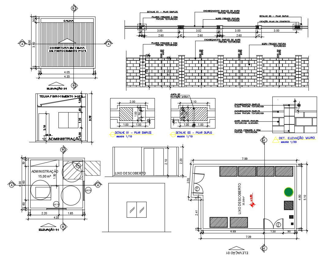 Guard Room Plan And Elevation Design With Boundary Wall Structural View