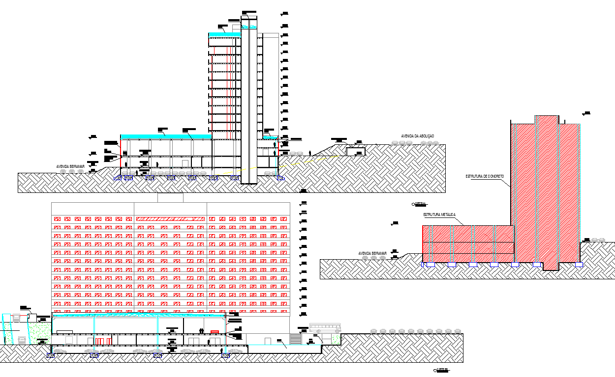 Hotel Section Plan And Elevation Design Cadbull