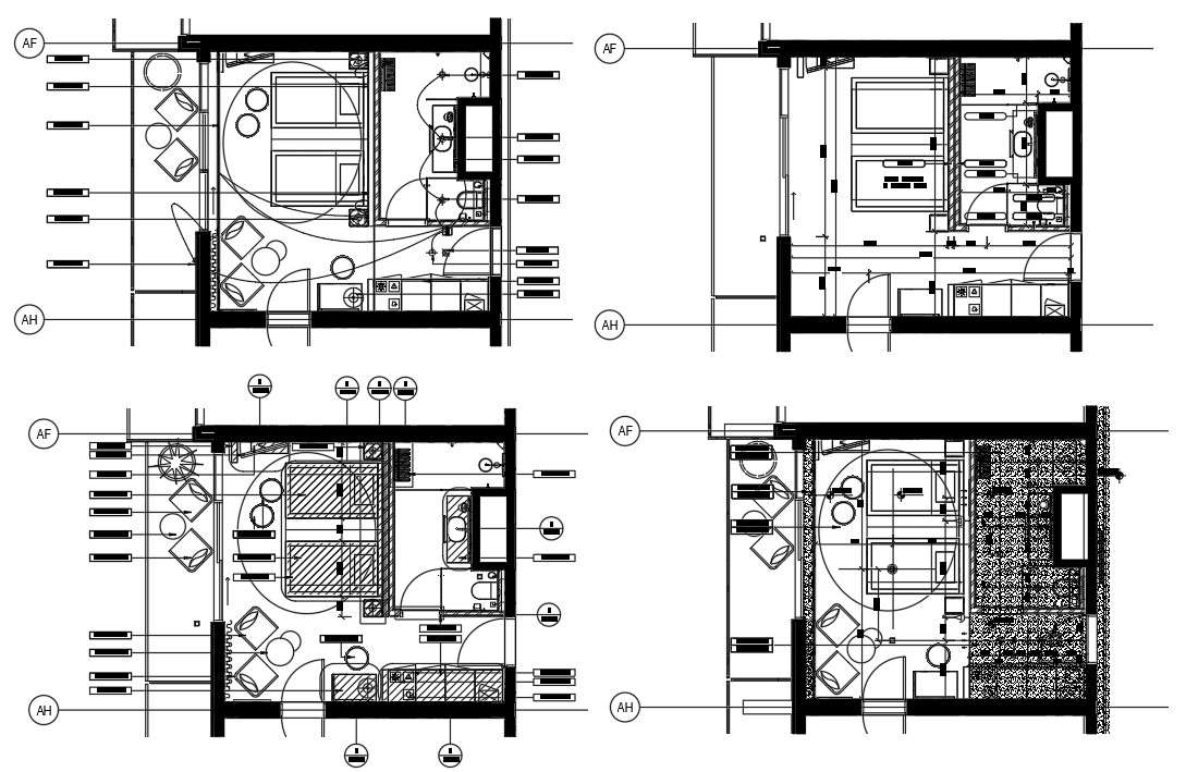 The Hotel Floor Plan With Furniture Is Given In This Autocad Dwg File
