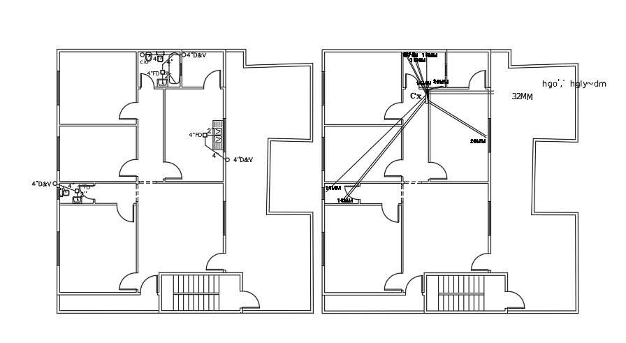 House Plan Drainage Layout DWG File Cadbull