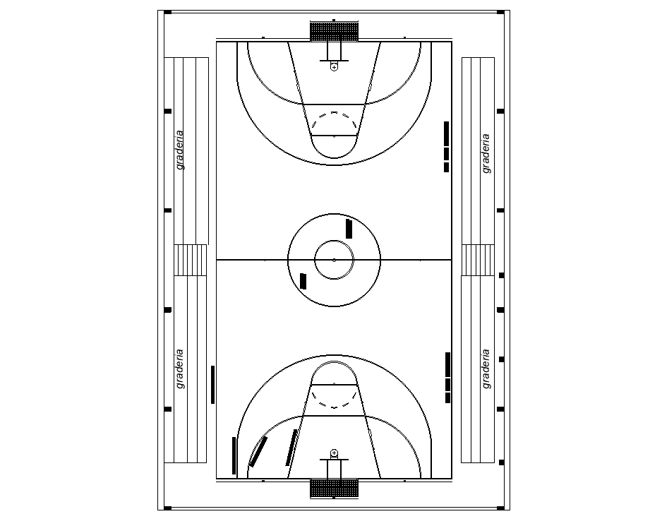 Line Layout Of X M Basketball Court Plan Is Given In This Autocad