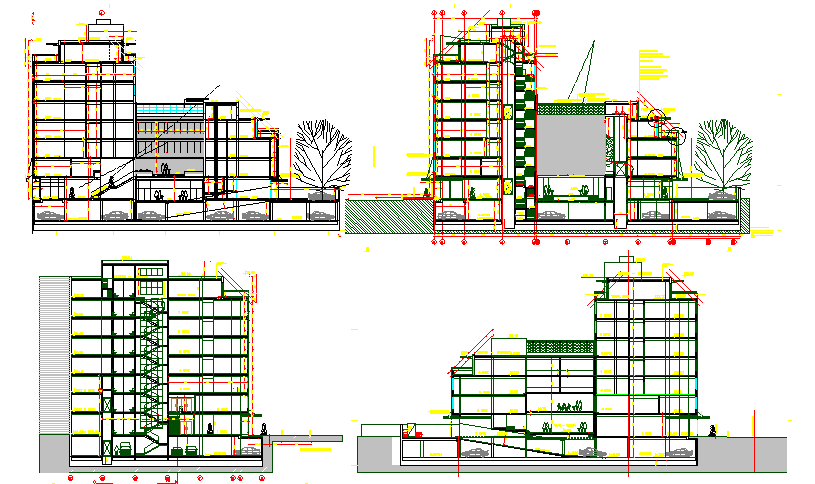 Plan And Elevation Multi Story Office Detail Dwg File Cadbull My XXX Hot Girl