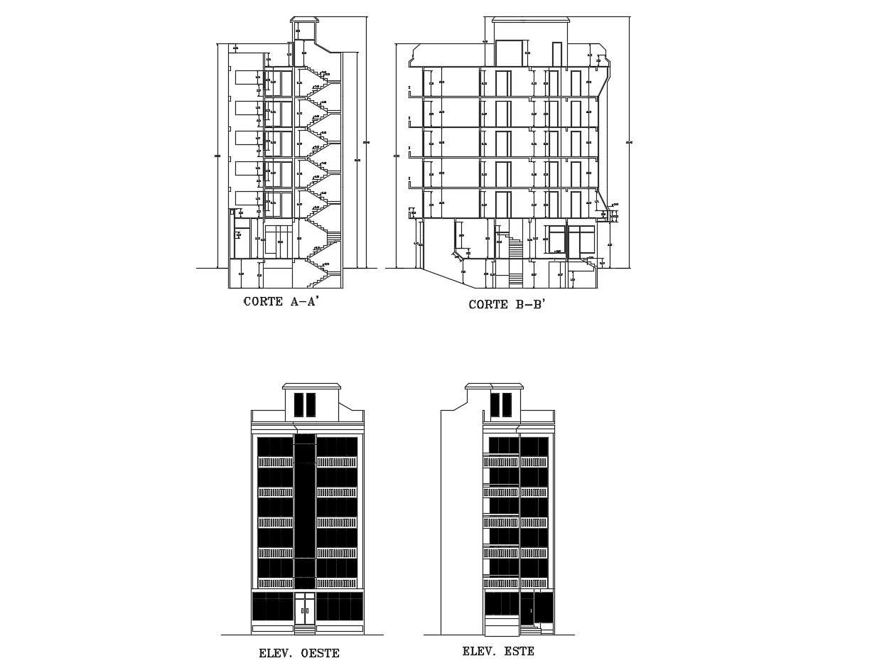 Multi Storey Building In Autocad File Cadbull