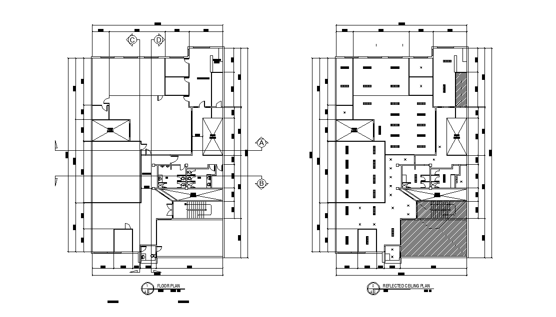 Office Building Layout Plan With Reflected Ceiling Plan Drawing Dwg