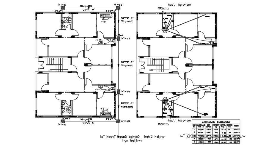 Plumbing And Manhole Plan Of 2 BHK House DWG File Cadbull