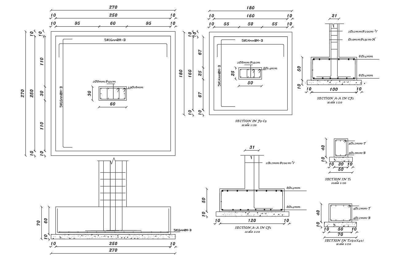 Rcc Foundation With Column Section Drawing Free Dwg File Cadbull Images