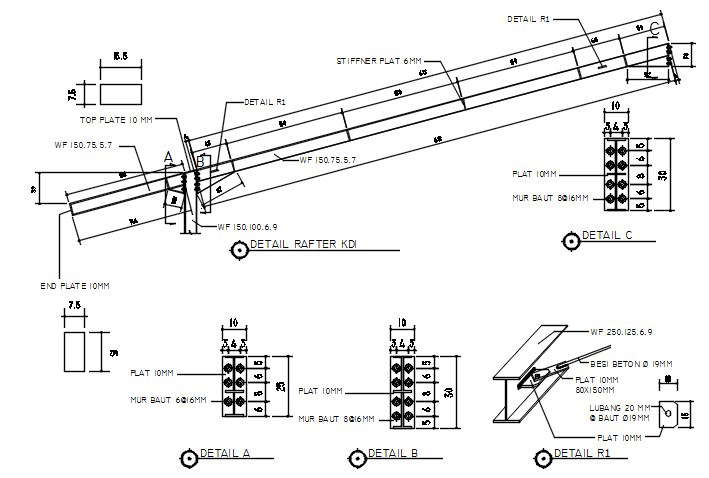 Rafter Details Design In Autocad D Drawing Cad File Dwg File Cadbull