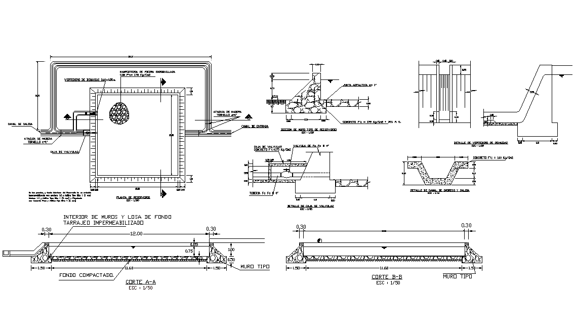 Reservoir Plan Detail Dwg File Cadbull