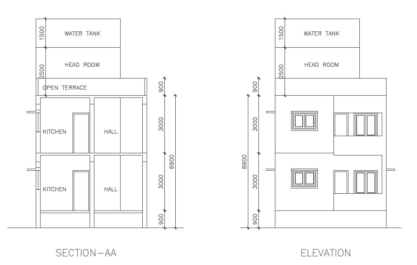 Residential Building Section In Autocad Cadbull