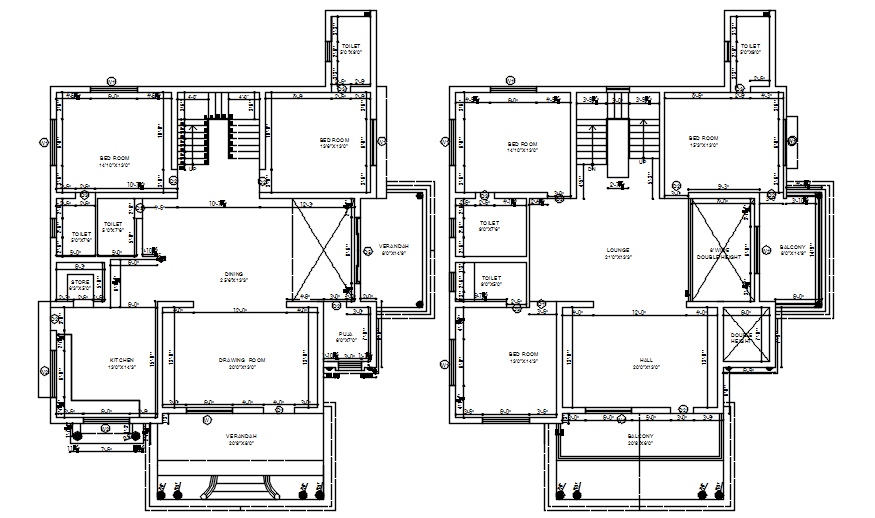 Residential Bungalow Layout In AutoCAD Cadbull