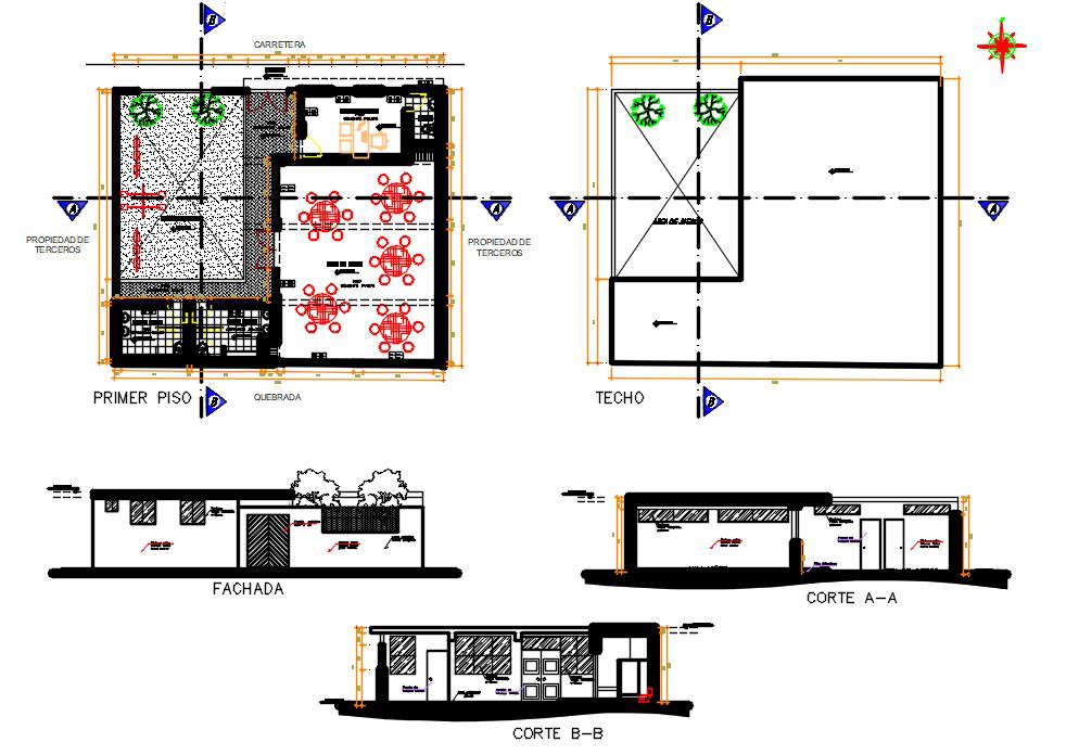 Restaurant Plan DWG File Cadbull