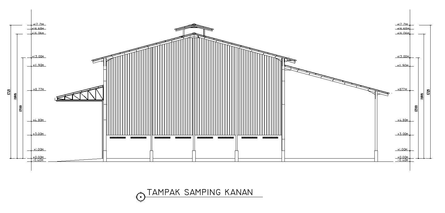 Right Side View Of Incinerator Plant Factory In Detail Autocad D