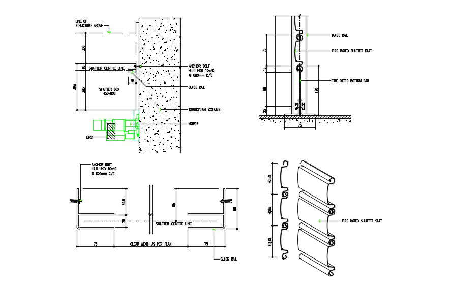 Rolling Shutter Door Installation Design Cad Drawing Cadbull