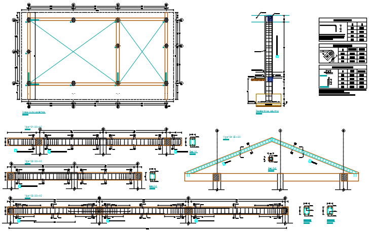 Roof Beam And Column Working Plan Detail Dwg File Cadbull