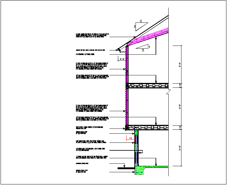 Section View Detail With Specification Of Roof And Column Detail Dwg