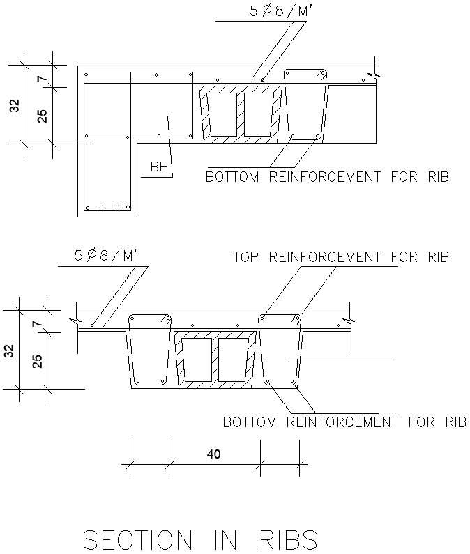 Section Of Top And Bottom Reinforcement Of RIBS Cadbull