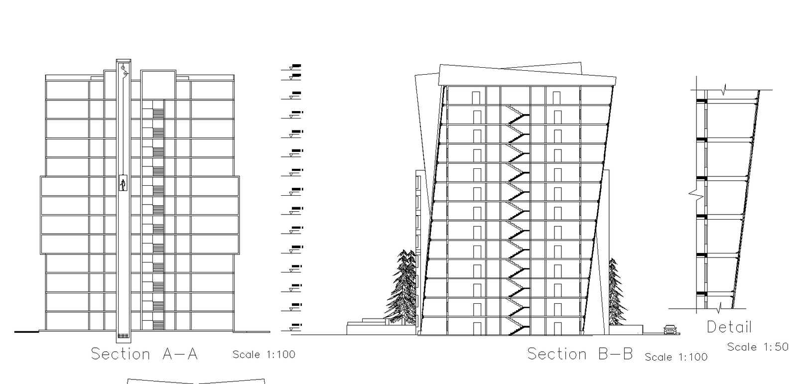 Sections Of High Rise Building Plan Detail Dwg File Cadbull