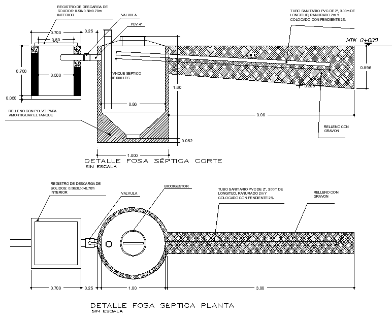 Septic Tank Plan And Section Layout File Cadbull